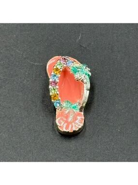 Vintage Guam Rhinestone Slipper Charm Pendant